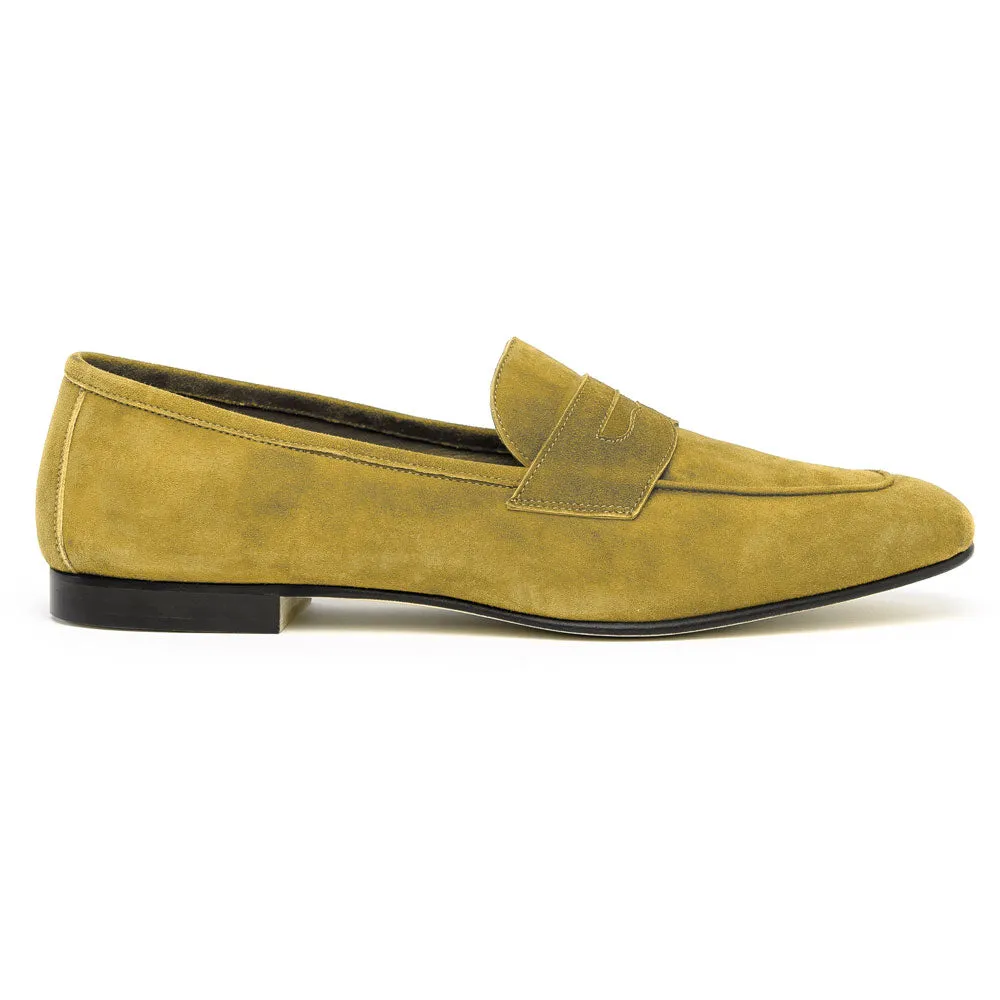 16-100-MUS TASCA Italian Sueded Kid Loafer Mustard