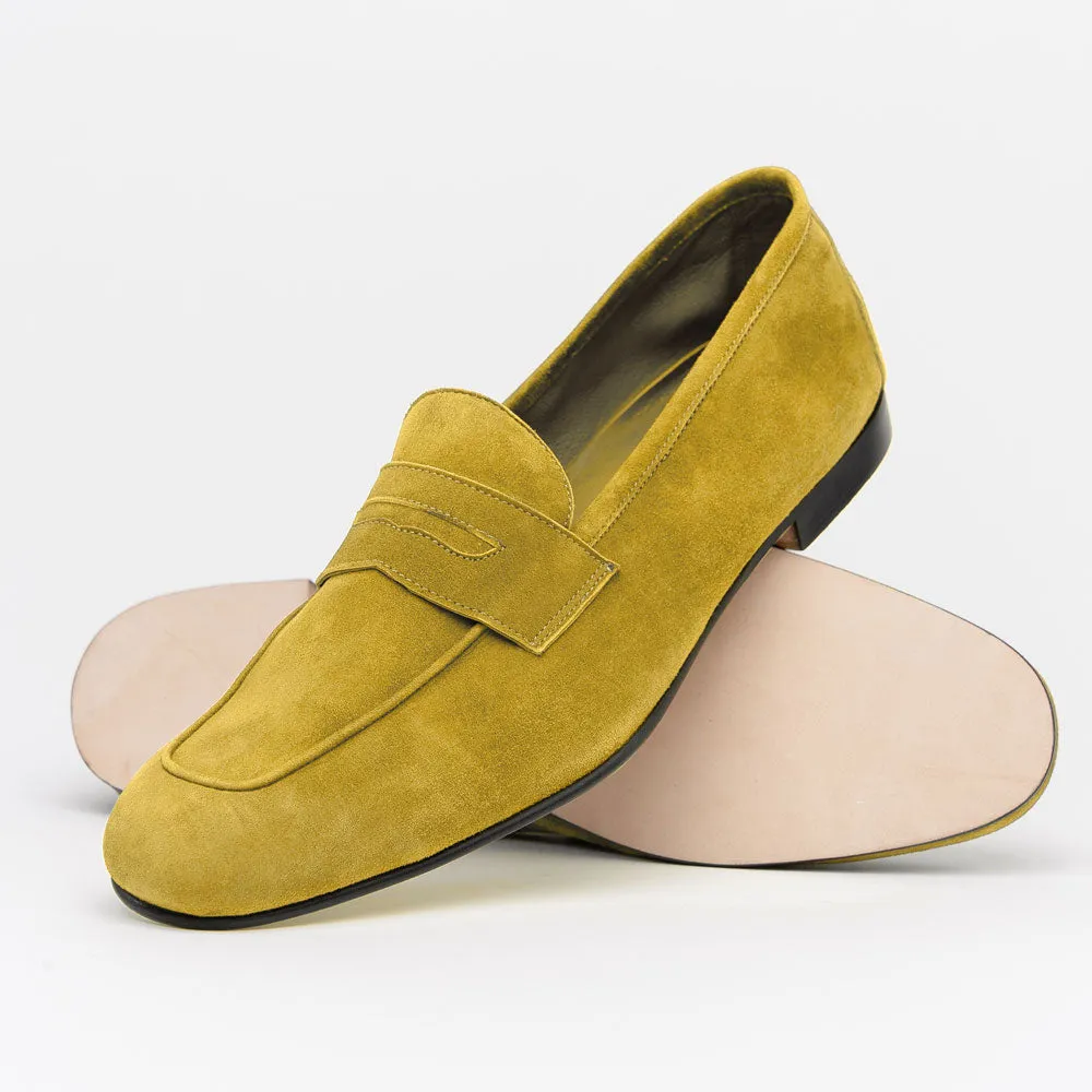 16-100-MUS TASCA Italian Sueded Kid Loafer Mustard