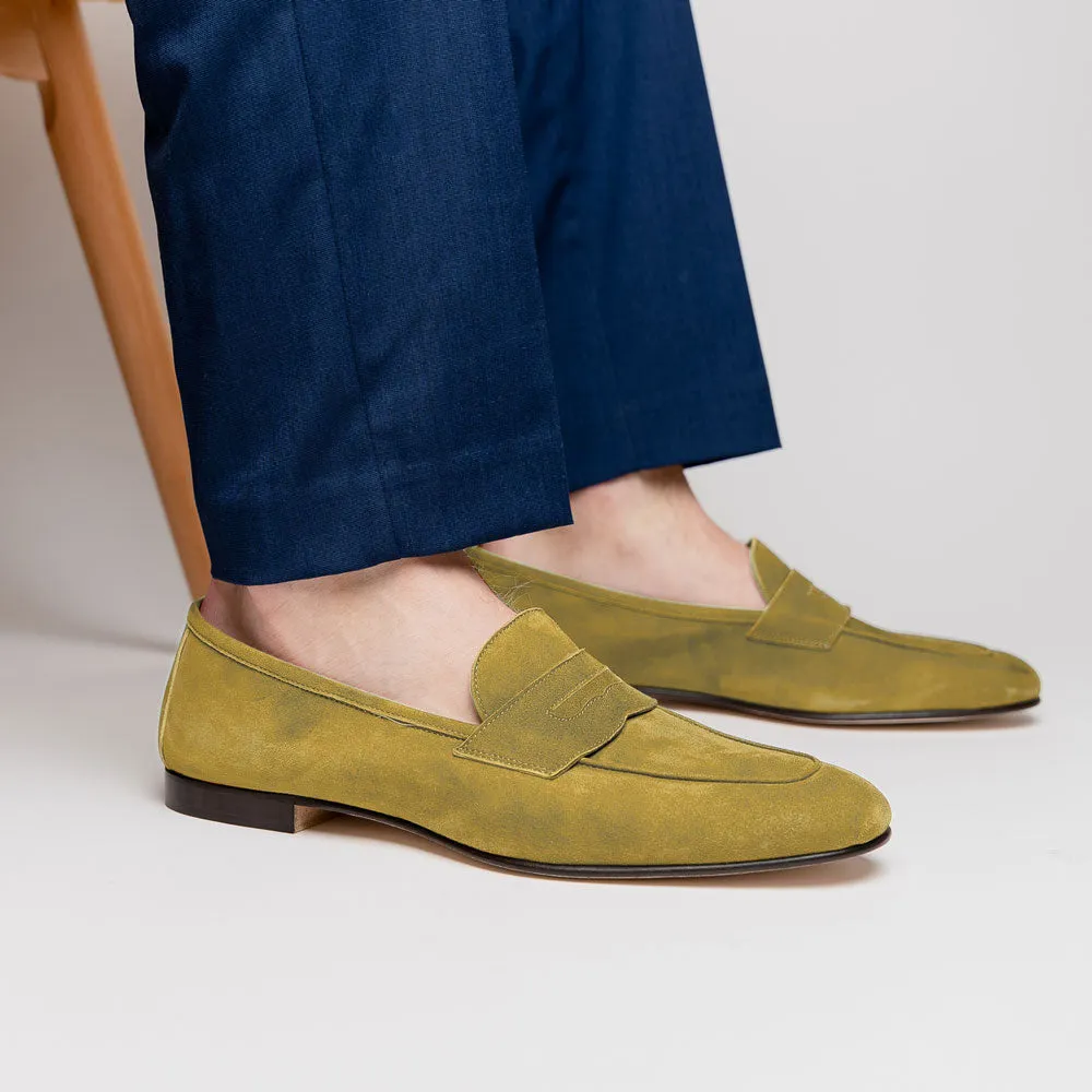 16-100-MUS TASCA Italian Sueded Kid Loafer Mustard