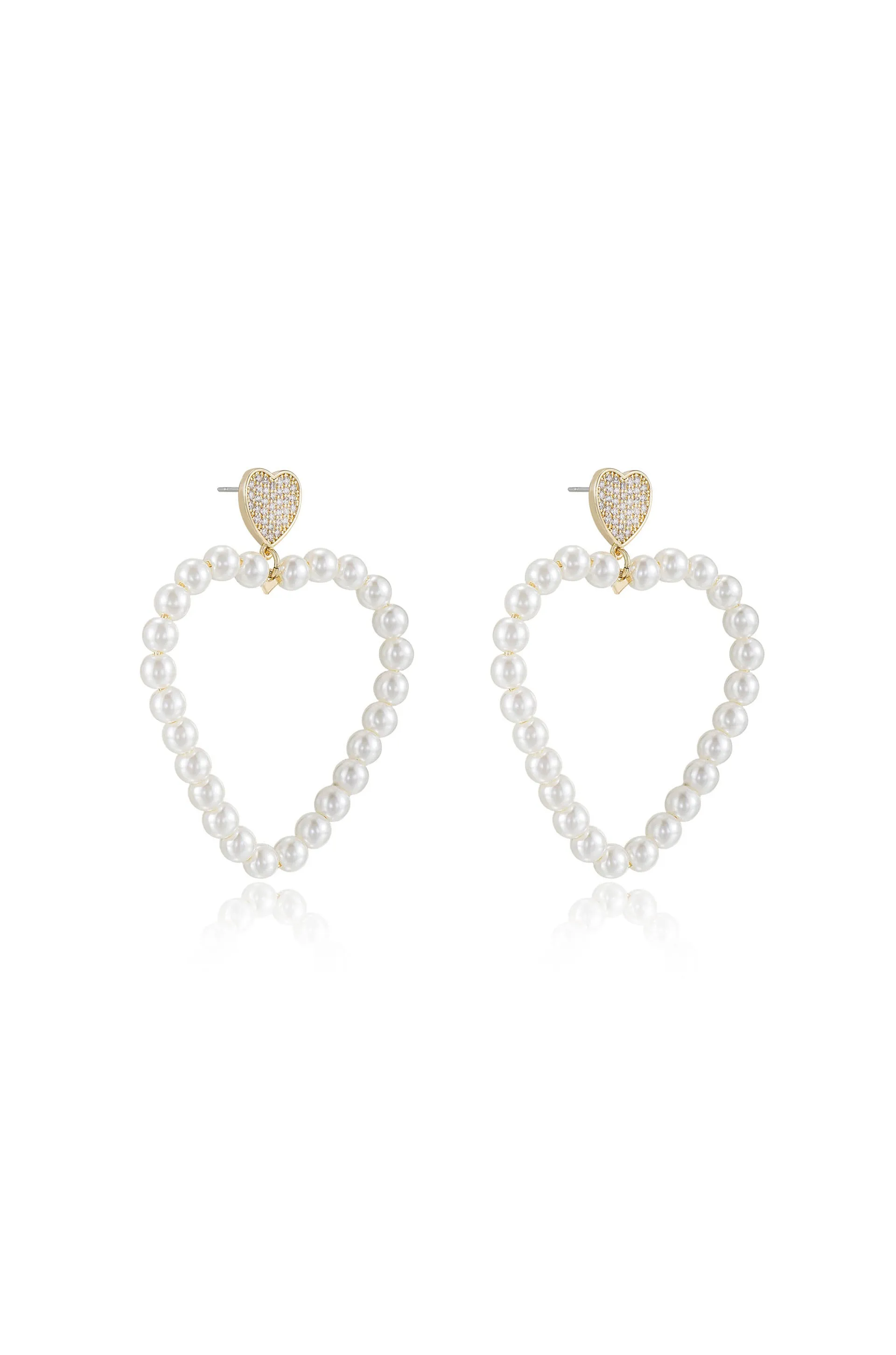 Big Heart Pearl Earrings