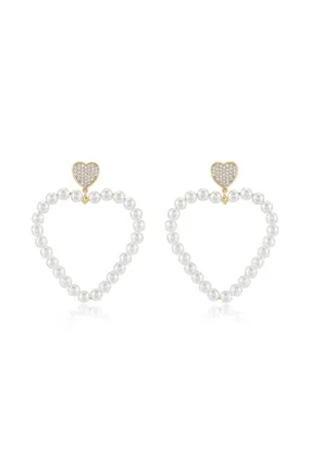 Big Heart Pearl Earrings