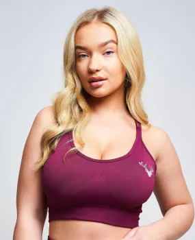 Boundless Recycled Strappy Sports Bra - Burgundy