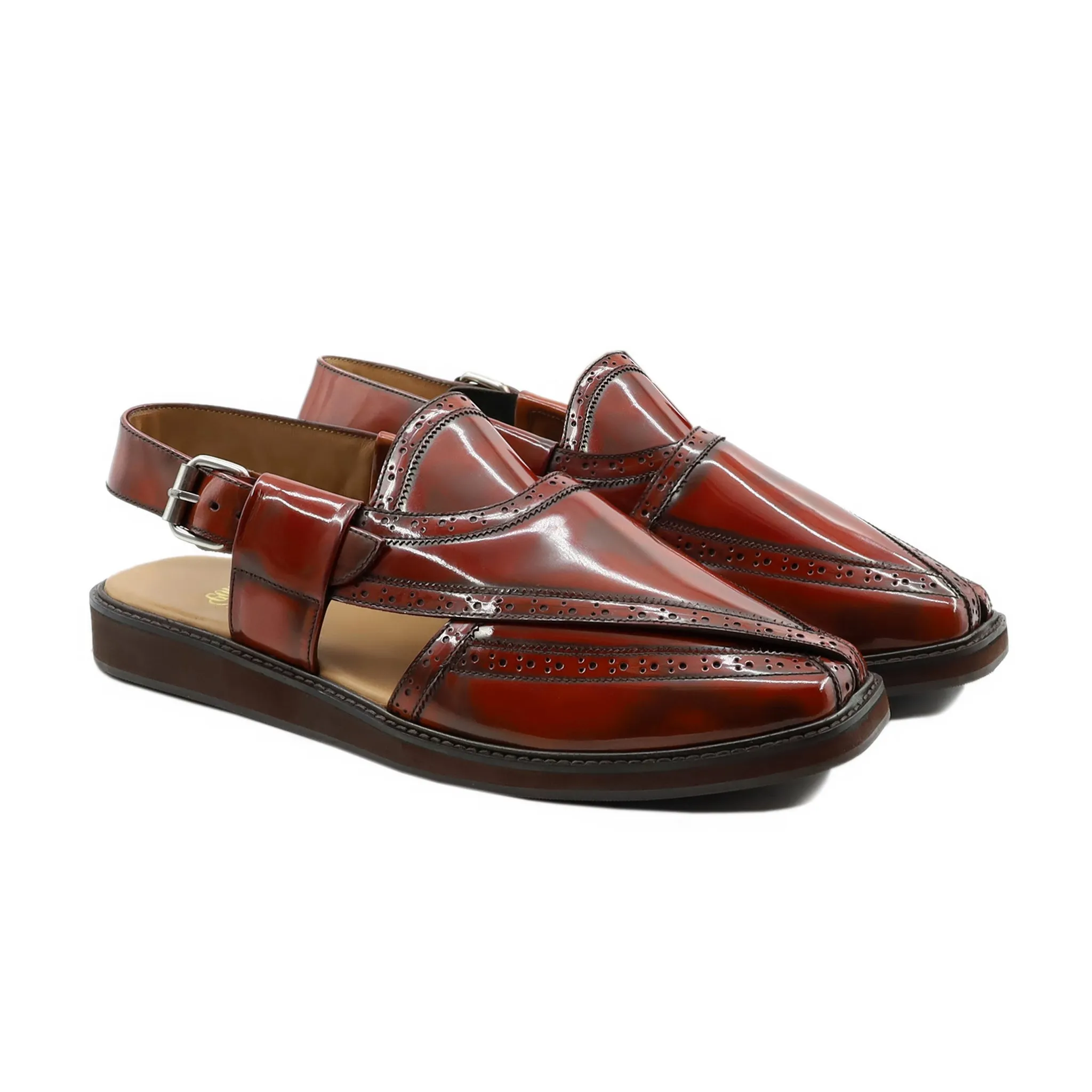 Bromo - Men's Oxblood Box Leather High Shine Sandal