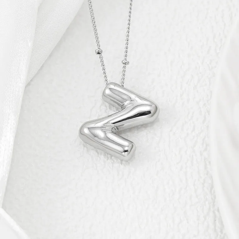 Bubble Letter Pendant Necklace M-Z