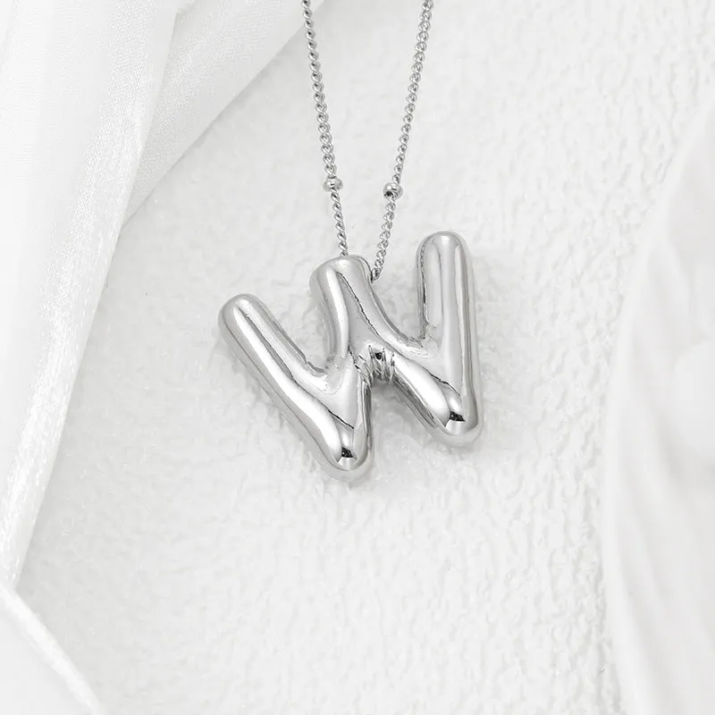 Bubble Letter Pendant Necklace M-Z