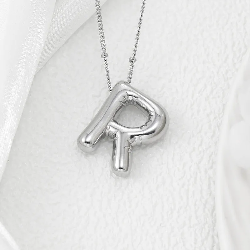 Bubble Letter Pendant Necklace M-Z