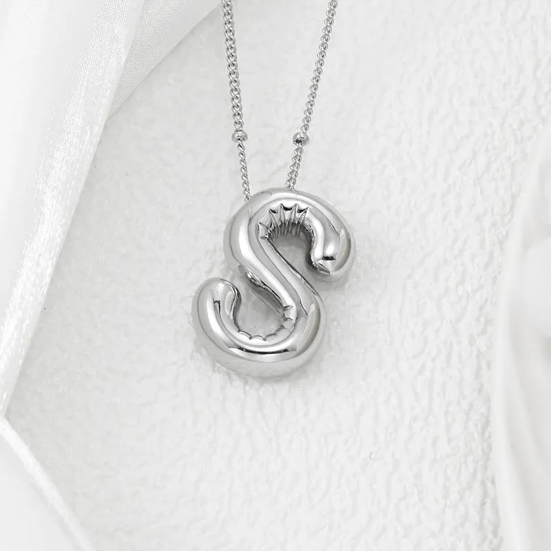 Bubble Letter Pendant Necklace M-Z