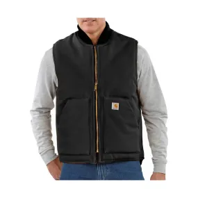 Carhartt Men's Rib Collar Insulated Relaxed Fit Firm Duck Vest - Black