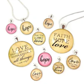 Faith, Hope, & Love – Love is All You Need – Silver-Plated Pendant Necklace (3 Sizes) – Add a Matching Charm Bangle!