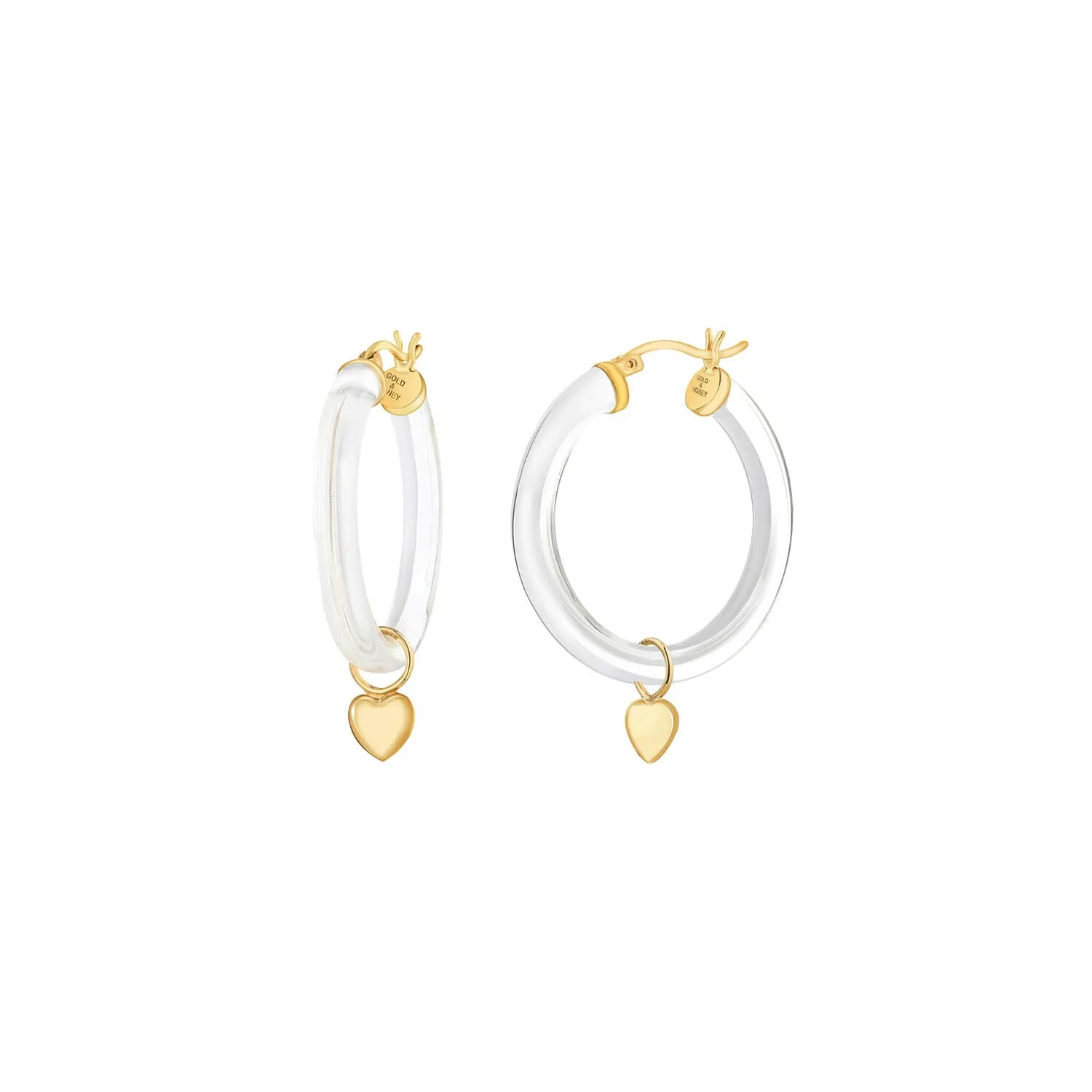 Heart Charm Lucite Hoop Earrings