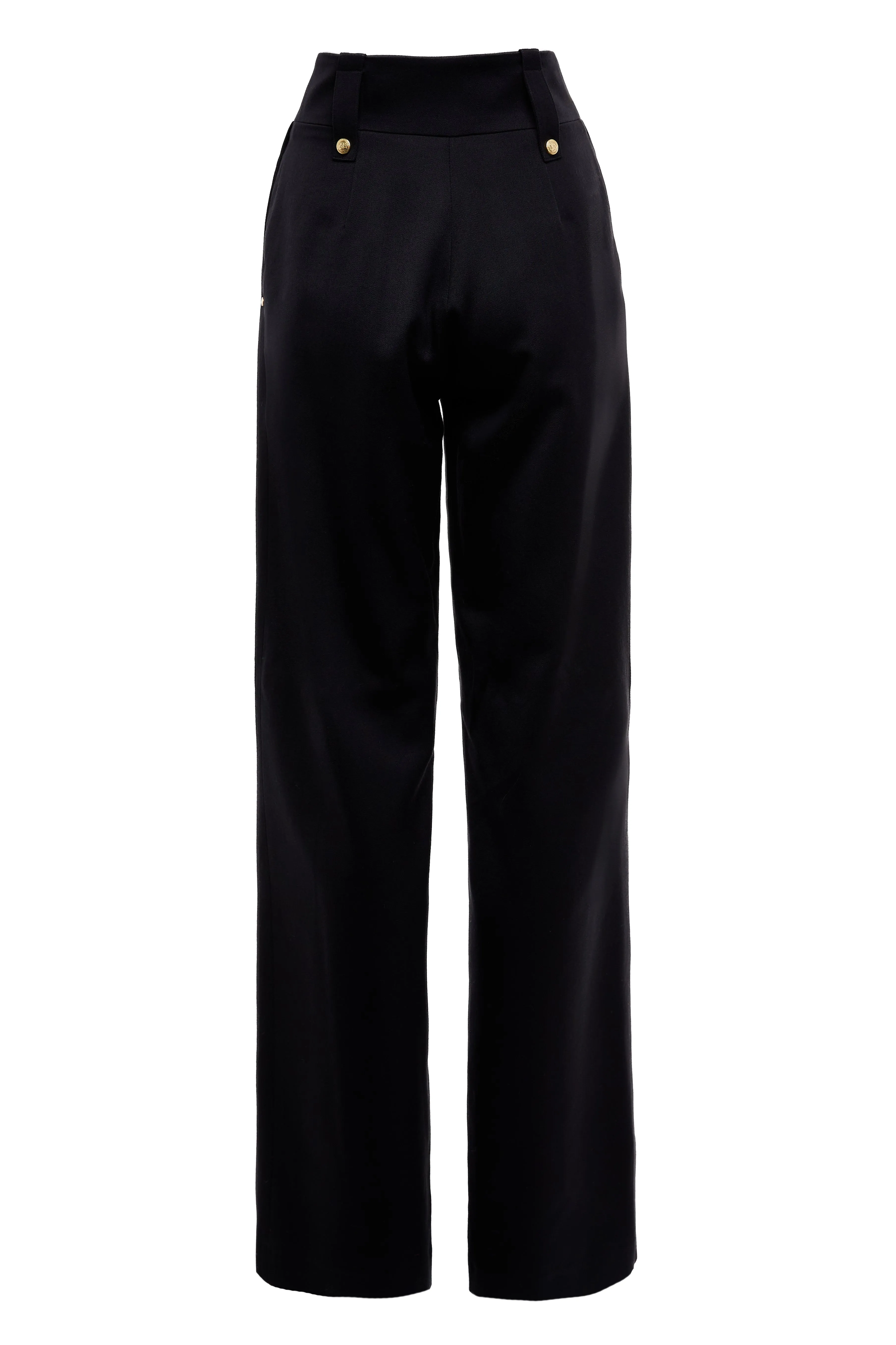 High Waisted Straight Trouser (Black Barathea)