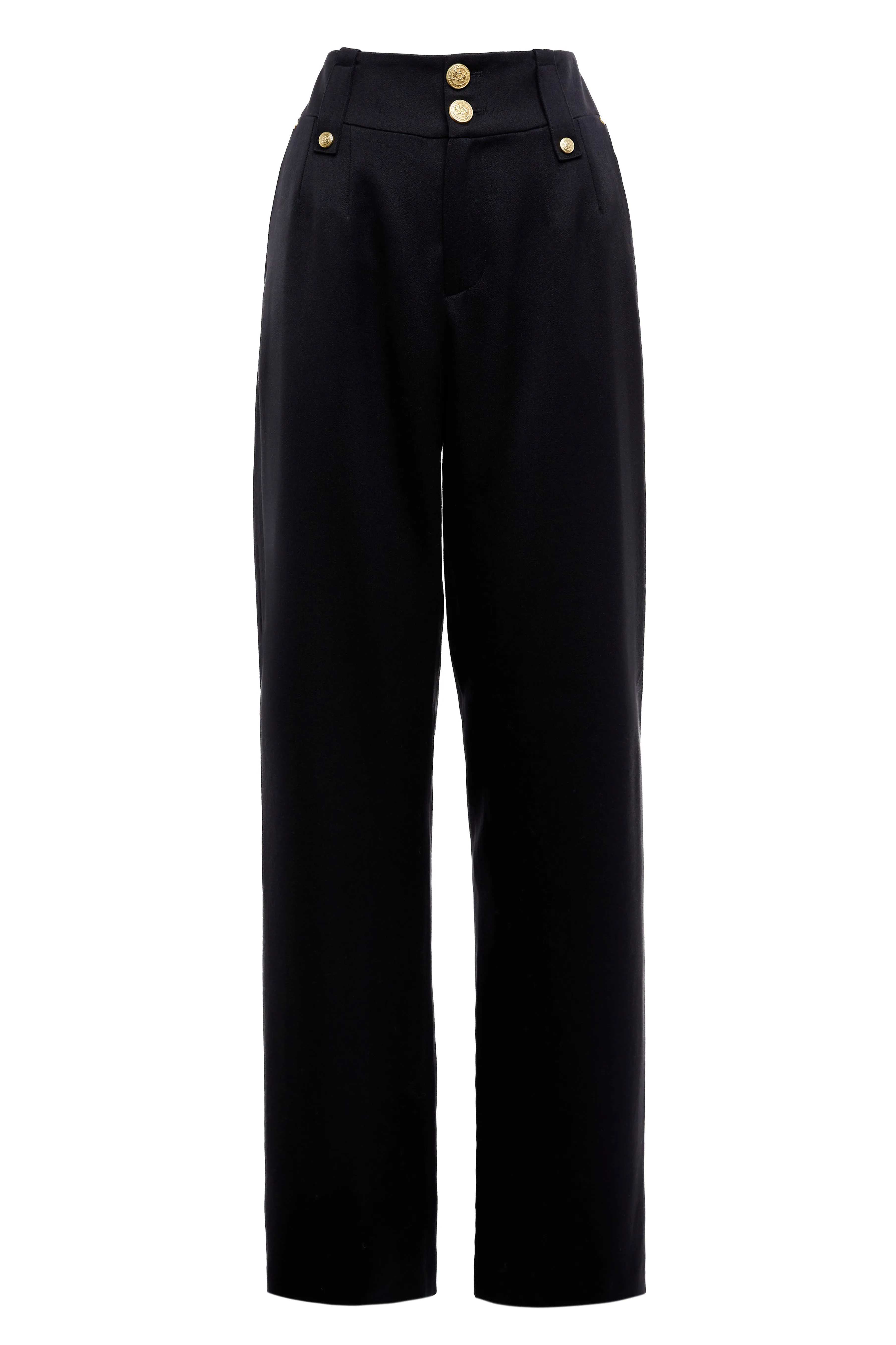 High Waisted Straight Trouser (Black Barathea)