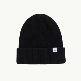 Merino Lambswool Norse Beanie - Black