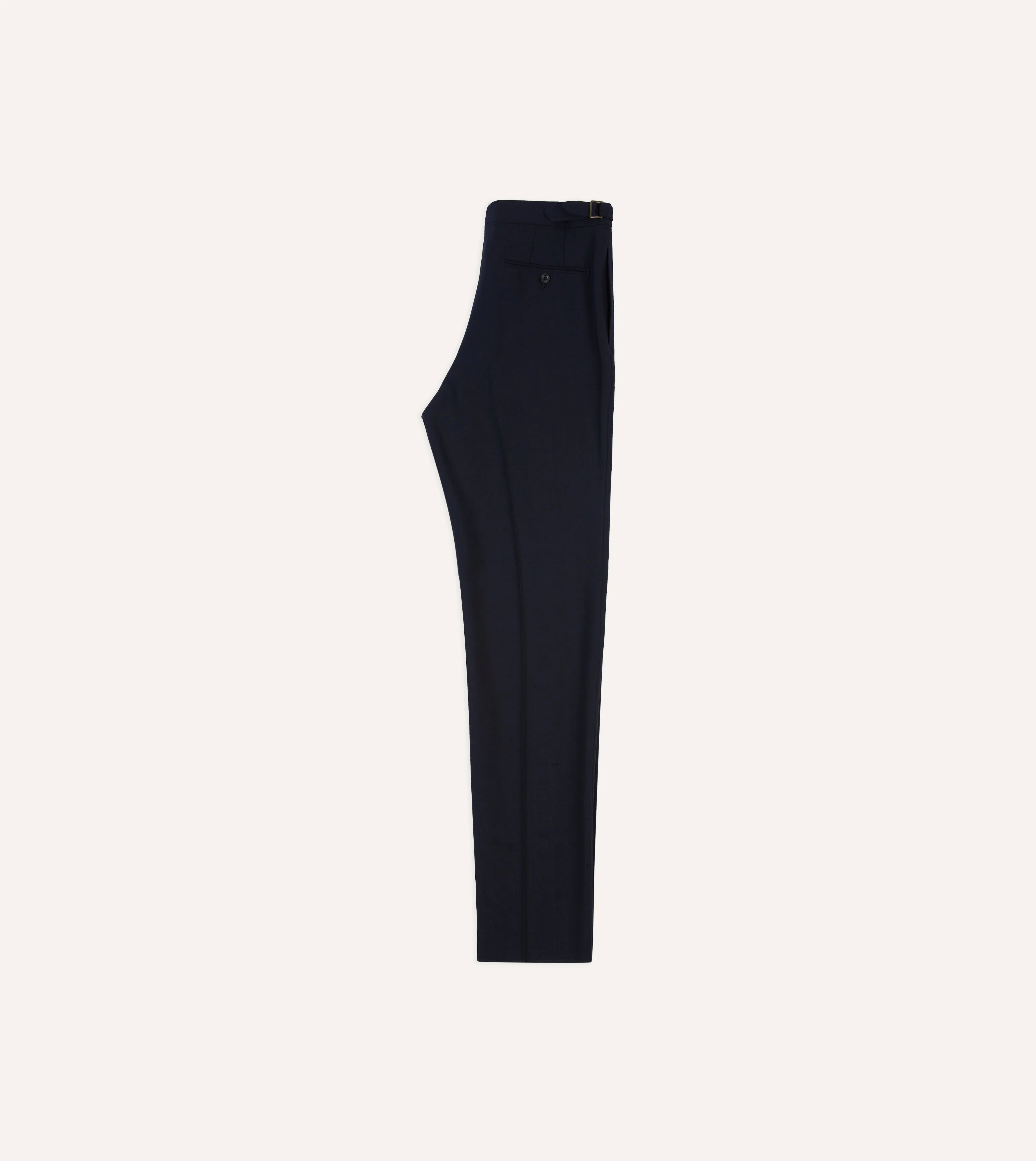 Navy Tropical Wool Single Pleat Trouser