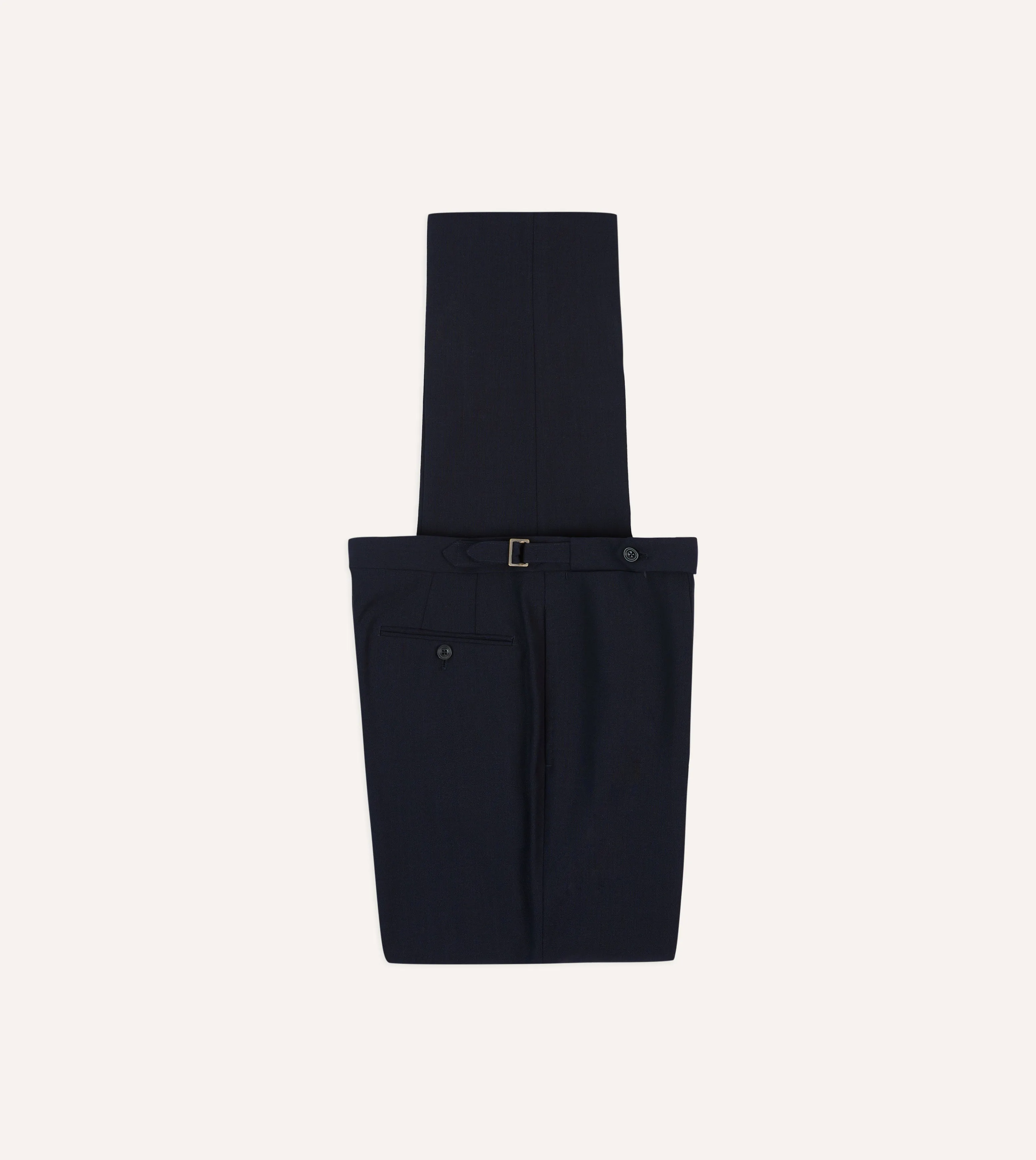 Navy Tropical Wool Single Pleat Trouser