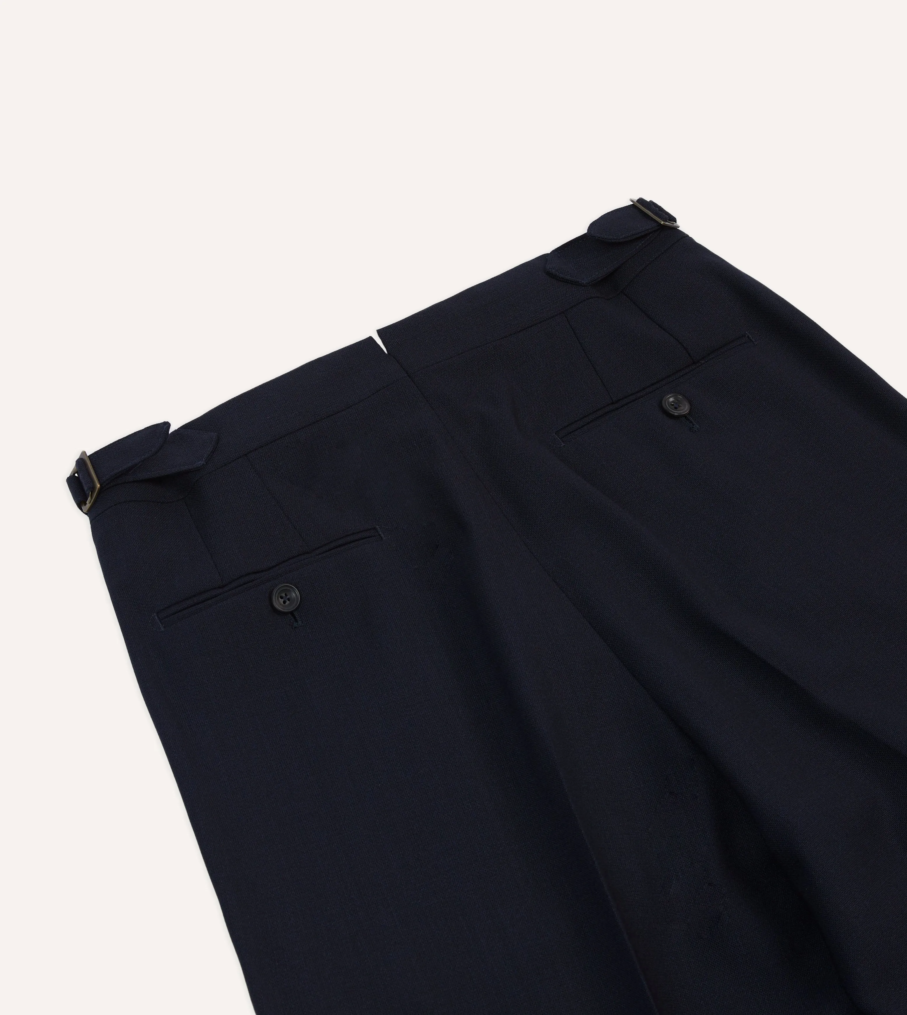 Navy Tropical Wool Single Pleat Trouser