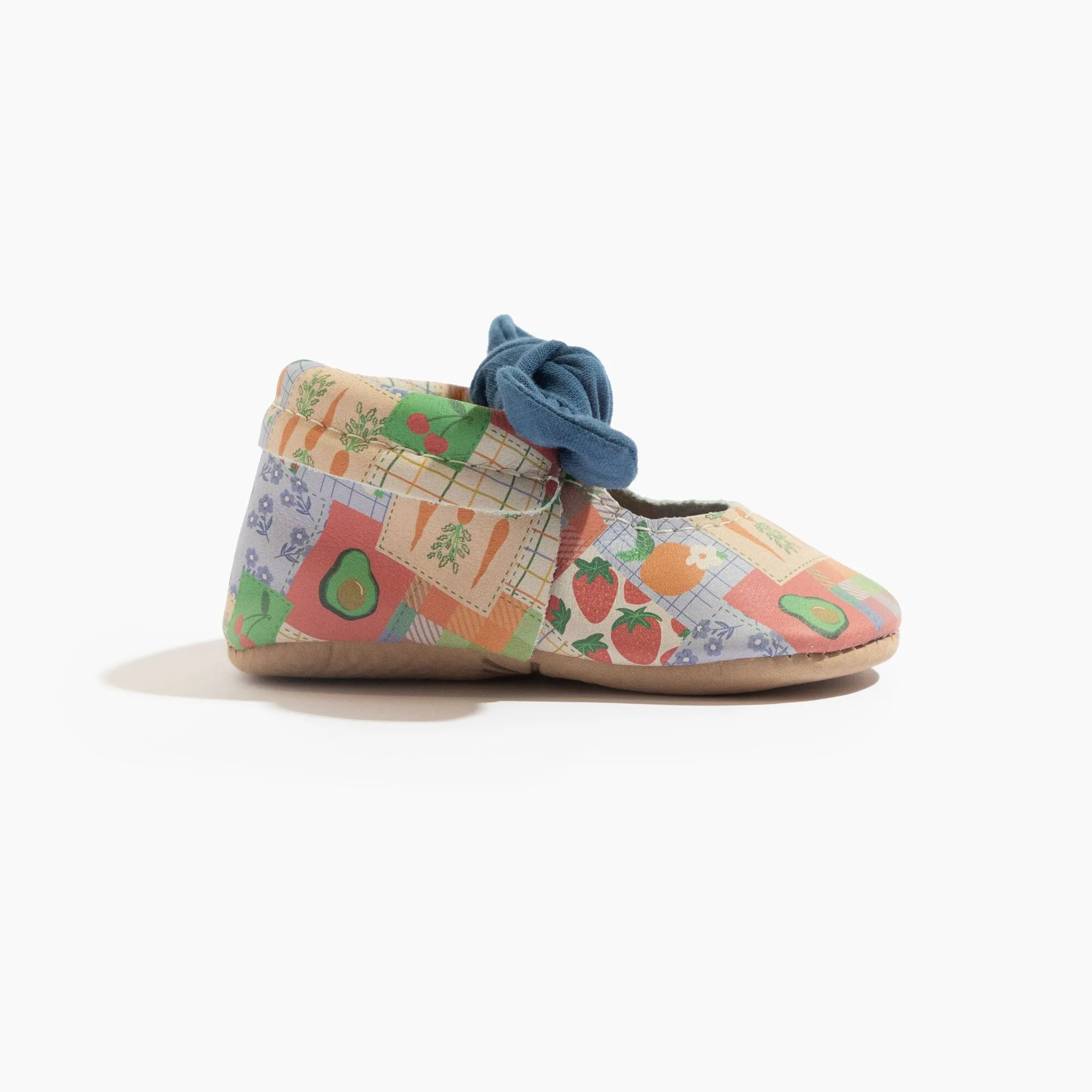 Patchwork Knotted Bow Baby Shoe