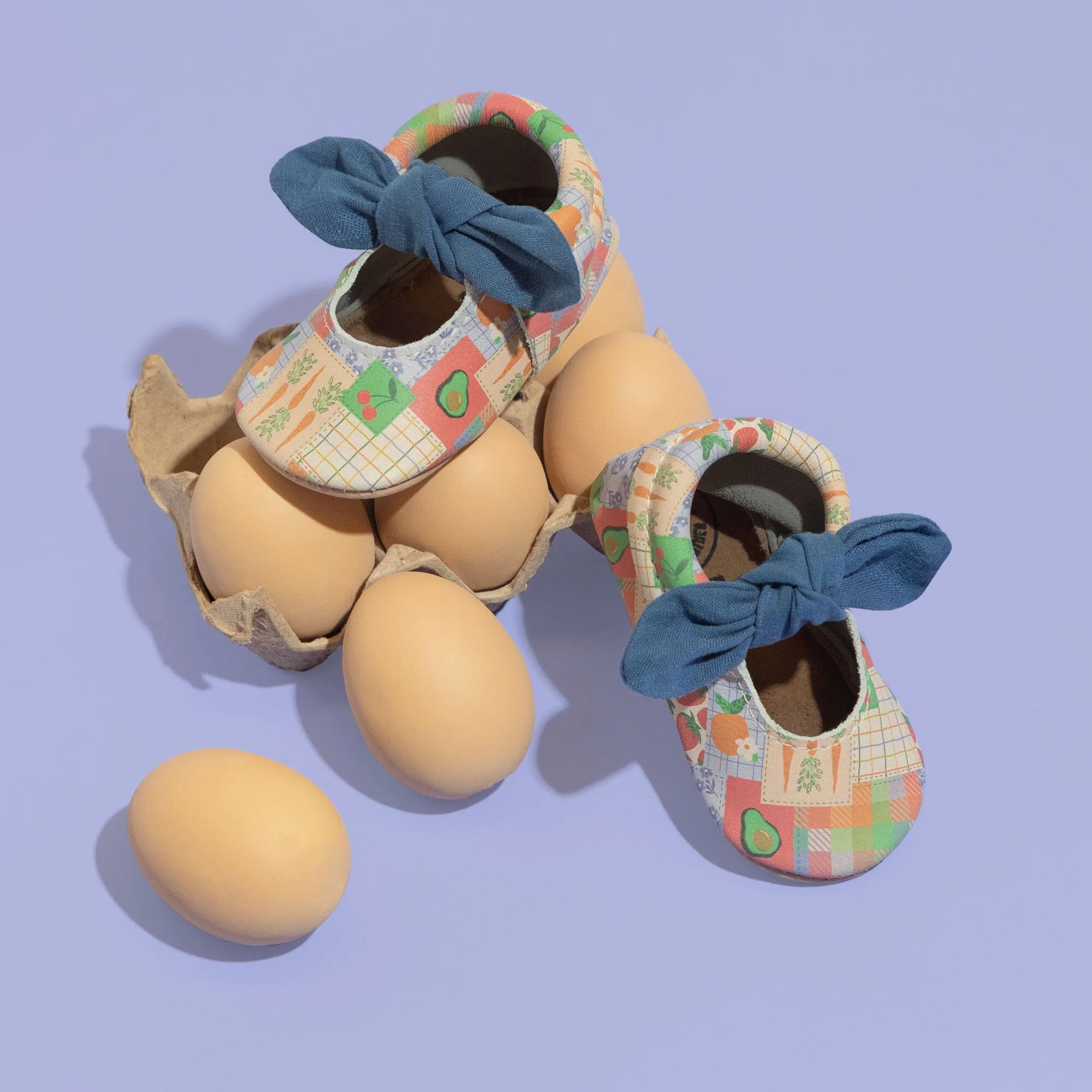 Patchwork Knotted Bow Baby Shoe