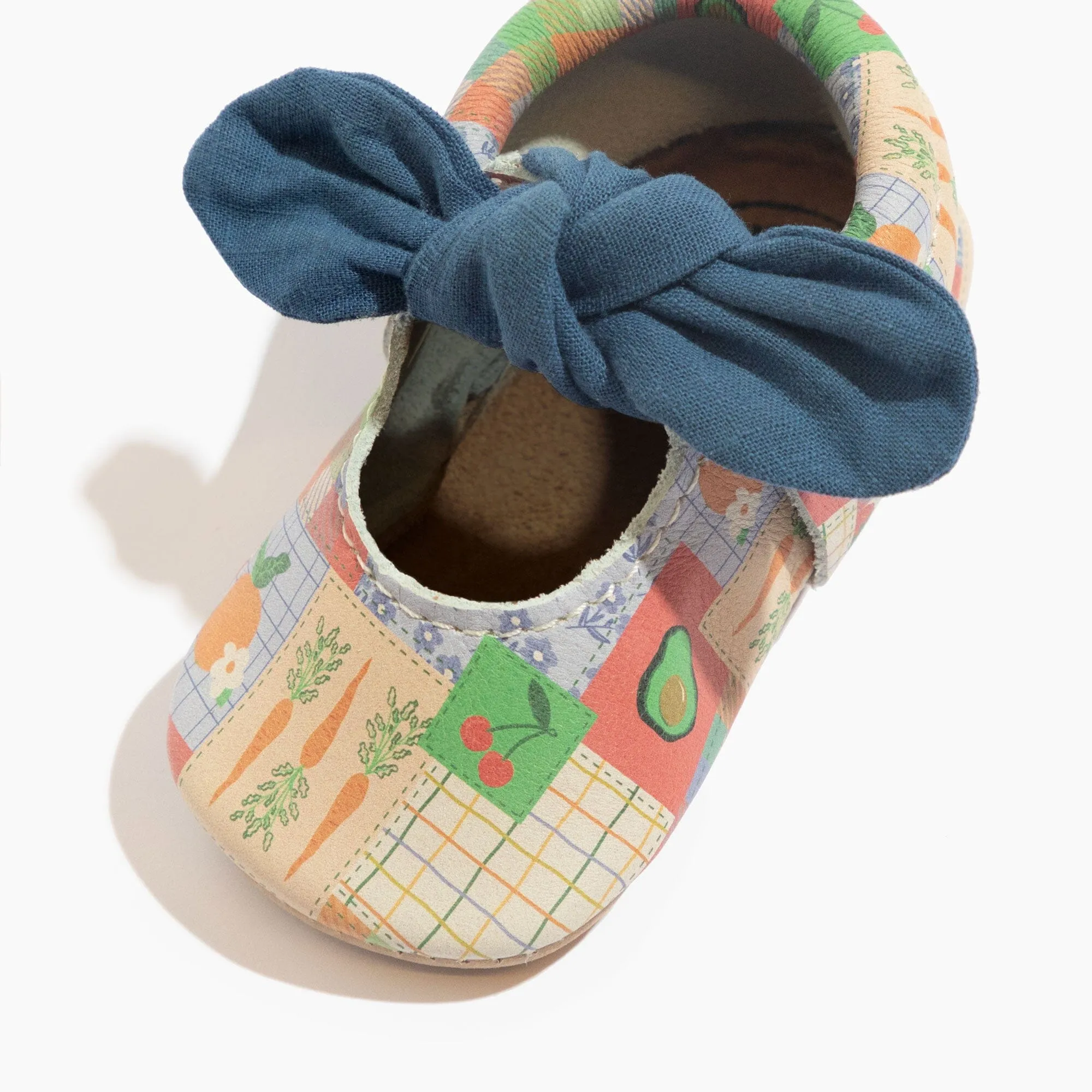 Patchwork Knotted Bow Baby Shoe