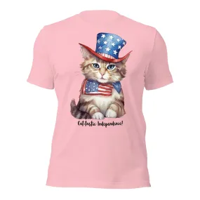 Patriotic Cat Tshirt With Customizable Text  For Cat Lovers