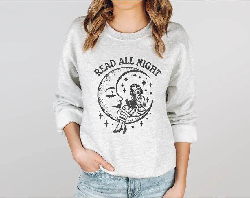 Read All Night Moon Gildan Sweatshirts