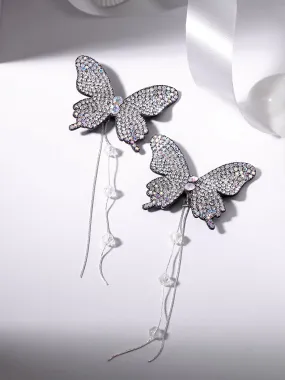 Rubans Voguish  Enchanting Butterfly Stud Earrings with Beaded Hangings