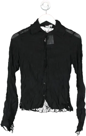 Weekday Black Crinkle Shirt UK S