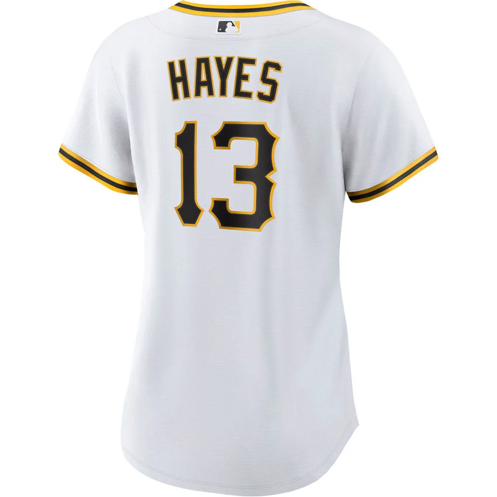 Women's Pittsburgh Pirates Ke’Bryan Hayes Cool Base Replica Home Jersey - White